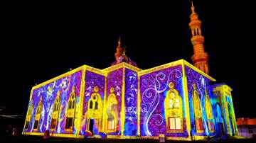 Projection Mapping show, On the Sheikh Rashid Bin Ahmed Al Qassimi Mosque in Sharjah