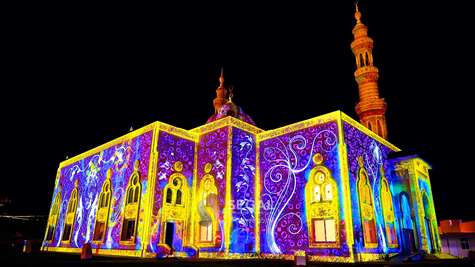 ویدئو مپینگ مسجد شیخ راشد قاسمی در فستیوال نور شارجه - امارات