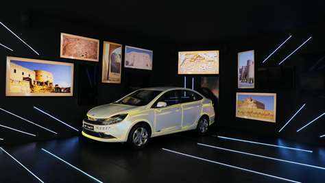 Creative and special unveiling of Kerman Motor electric car